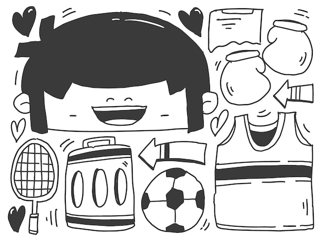 sport doodle kreskówka kawaii projekt