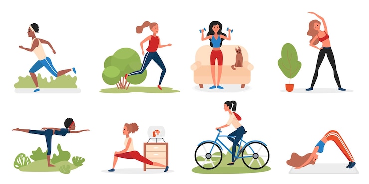 Wektor sport ilustracja postaci aktywności kobiety