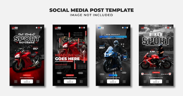 Sport Motocykl Media Społecznościowe Instagram Story Banner I Szablon Ulotki