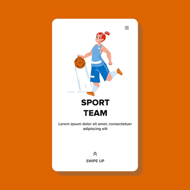 Sport Team Game Koszykówka Gra Dziewczyna Vector