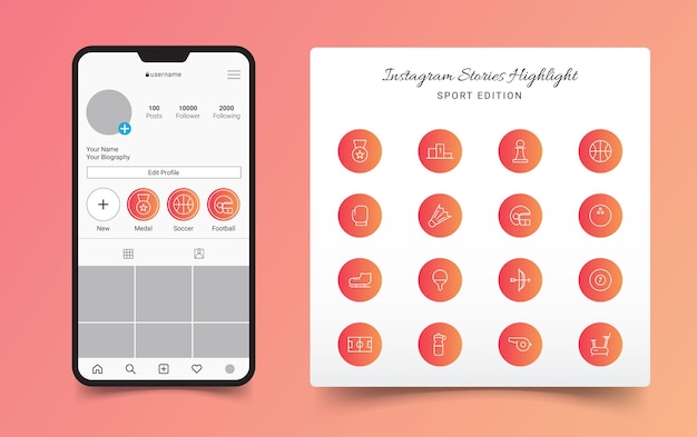 Plik wektorowy sportowe historie z instagrama highlight covers