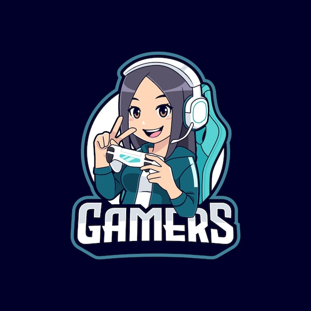 Sportowe Logo E-sportowej Postaci Anime Gamer