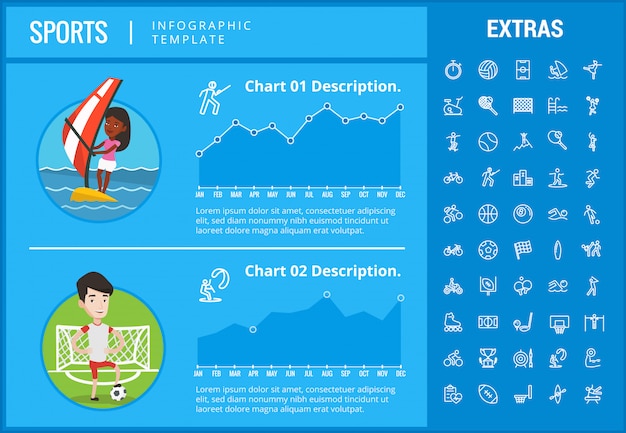 Sportowy Infographic Szablon, Elementy I Ikony