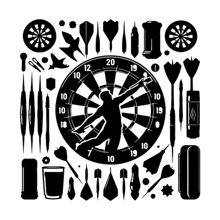 Wektor sporty dartów projekt wektorowy ilustracja sylwetki sportowej strzelaniny