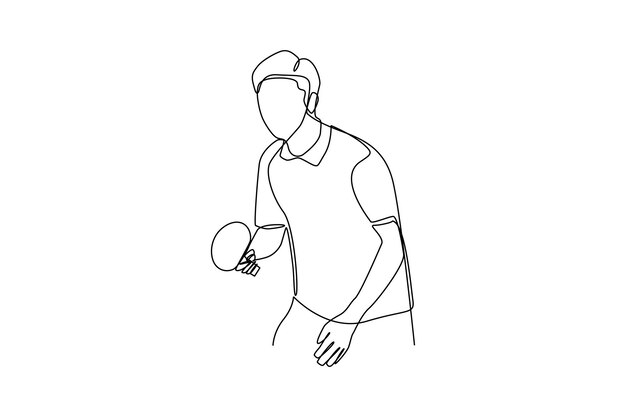 Sporty sportowe minimalistyczna koncepcja według grafiki wektorowej Mężczyzna gra w tenisa stołowego w konkursie Czarno-biały projekt prosta linia sportowa rutyna zdrowa