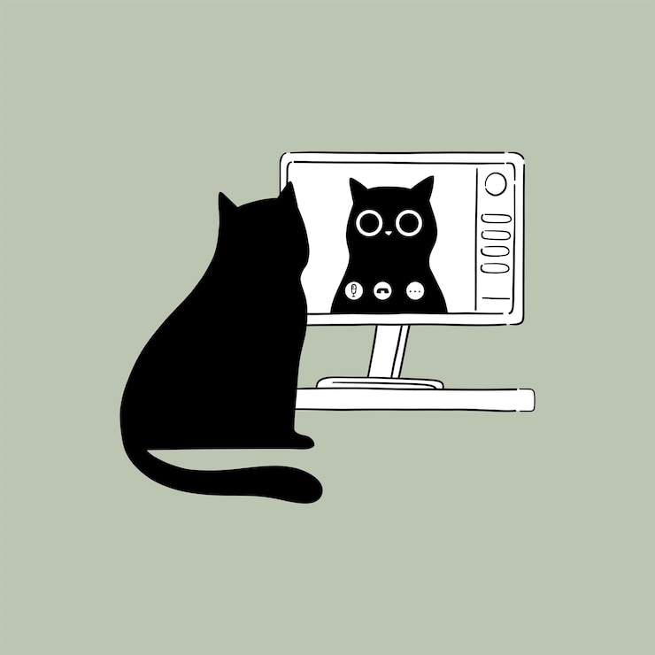 Wektor spotkanie black cat online