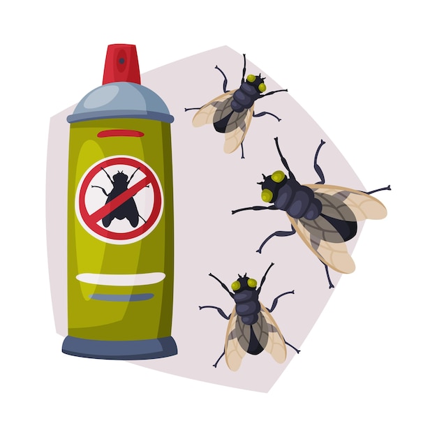 Plik wektorowy spray can of fly insecticide usługa zwalczania szkodników wykrywanie i niszczenie owadów ilustracja wektorowa na białym tle