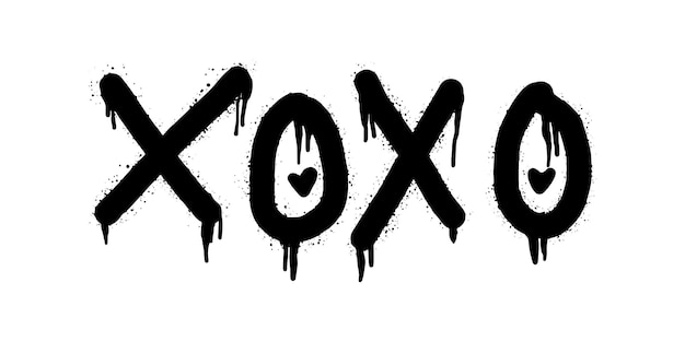 Spray Malowane Graffiti Słowo Xoxo Na Czarno Na Białym Krople Spryskanych Słów Xoxo Na Białym Tle Ilustracji Wektorowych