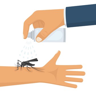 Spray na komary w dłoni człowieka