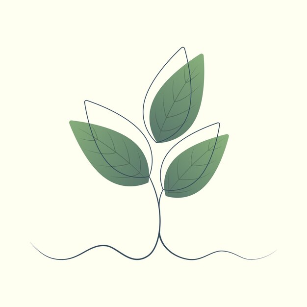 Spring Sprout Linear Art Wektorowa Ilustracja Kwiatowa Z Gradientem Logo Ekologia Przyrody