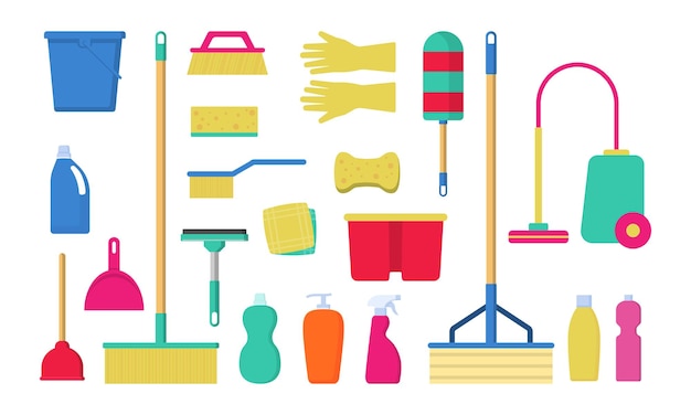 Plik wektorowy sprzątanie urządzeń domowych ikony zestaw prac domowych narzędzia domowe symbol wiosny