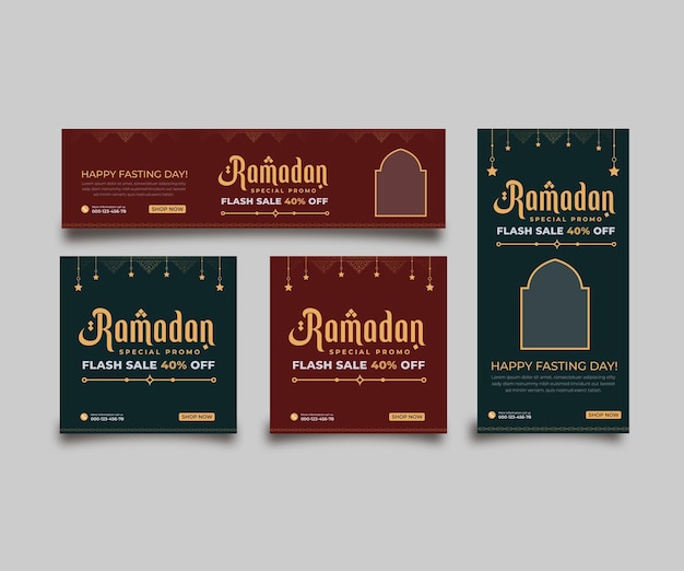 Plik wektorowy sprzedaż ramadan social media post web banner banner islamski roll up banner i banner islamski