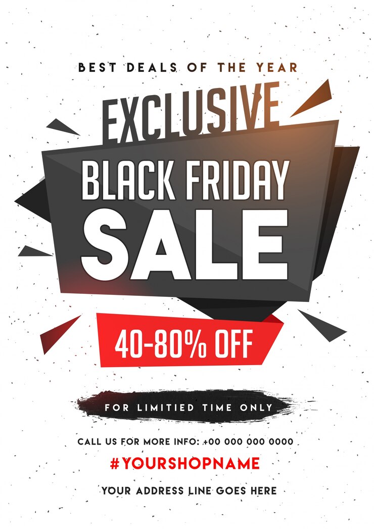Wektor sprzedaż w black friday, projekt banner lub flyer z ofertą rabatową.