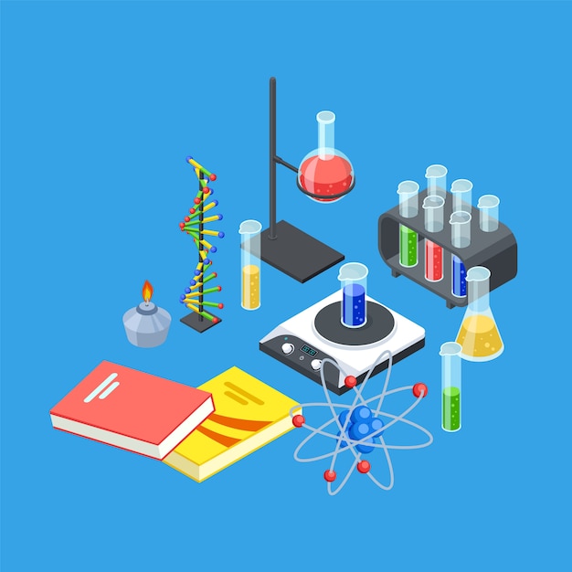 Plik wektorowy sprzęt do chemii izometrycznej.