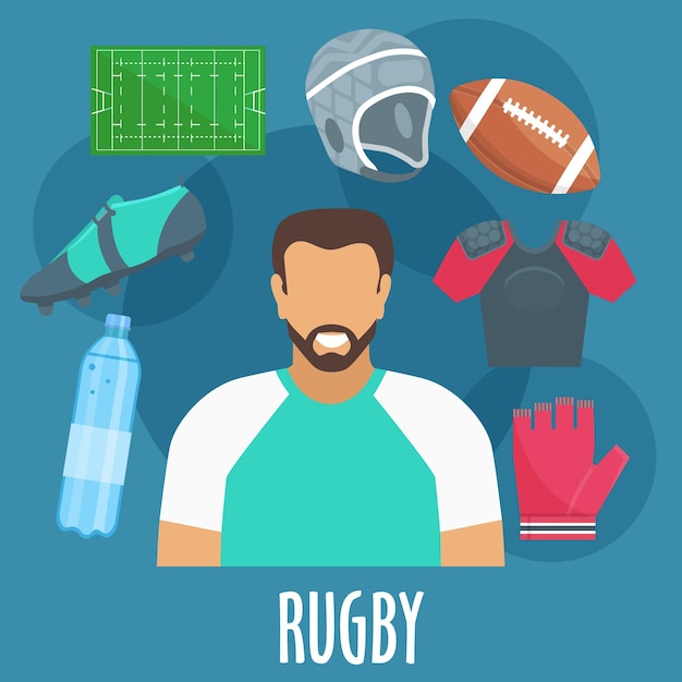 Plik wektorowy sprzęt i elementy stroju do rugby