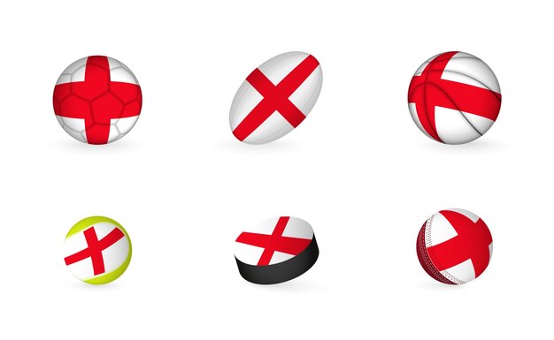 Plik wektorowy sprzęt sportowy z flagą anglii zestaw ikon sportowych
