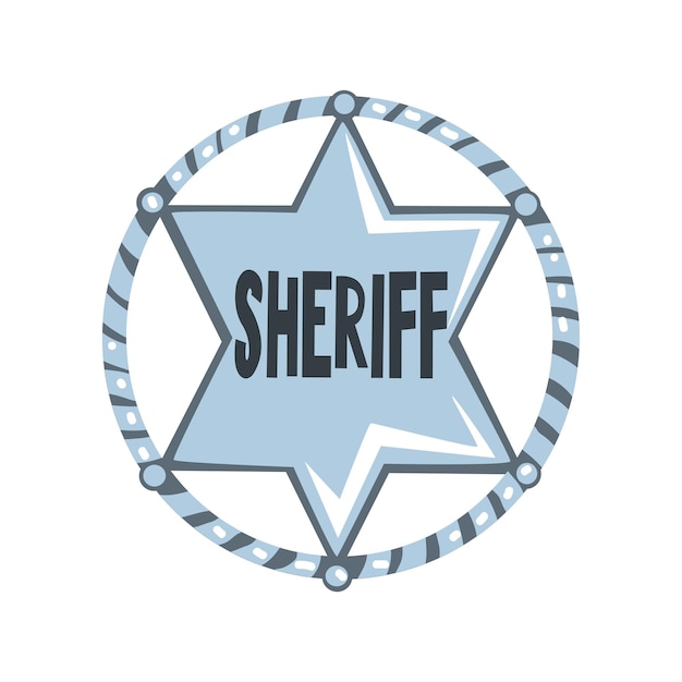 Srebrna Odznaka Gwiazdy Szeryfa Amerykański Emblemat Sprawiedliwości Ilustracja Wektorowa Na Białym Tle