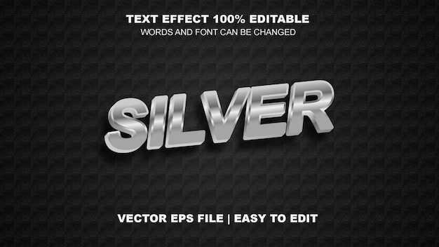 Srebrny Efekt Tekstowy 3d Edytowalny Wektor Eps