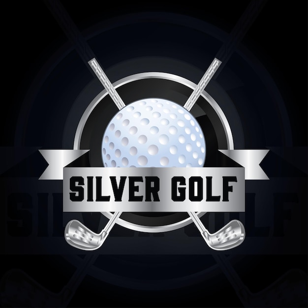 Srebrny Projekt Maskotki Golfa To Jest Logo Maskotki. I Jest To Związane Z Grami Golfowymi Dla Brandingu.