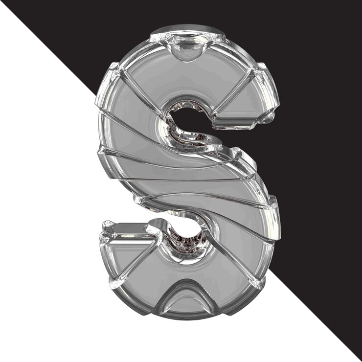 Wektor srebrny symbol 3d z paskiem litera s