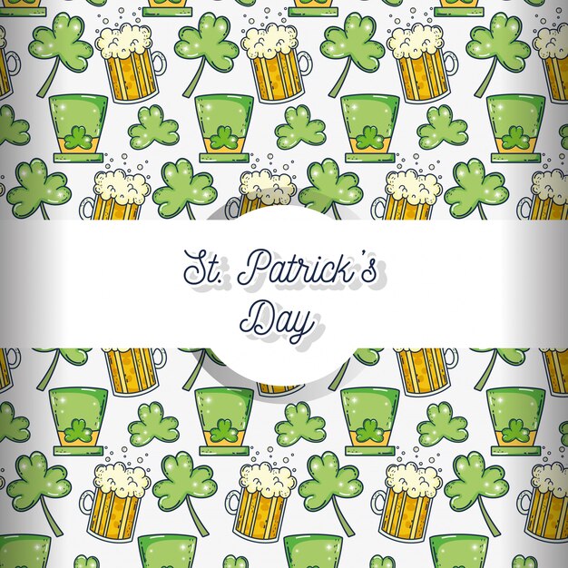 St Patrick Kapelusz Z Koniczyny I Piwa Tle