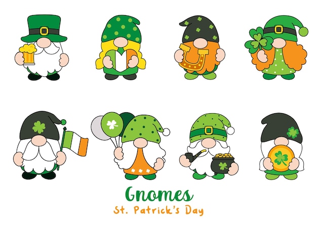 St Patrick's Day Gnomy Wypełnione Rysunki