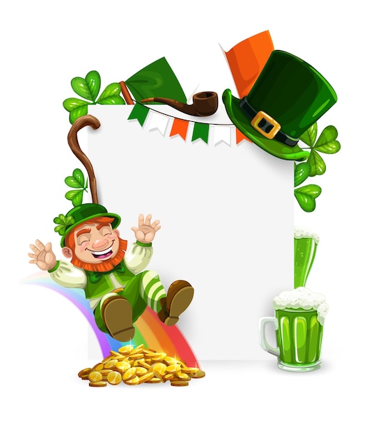 Plik wektorowy st patricks day krasnoludek kreskówka rama