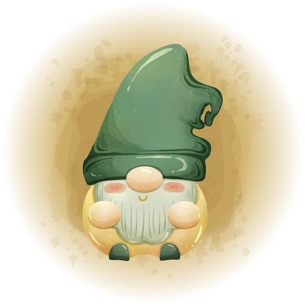 St Patricks Gnomes Akwarela Ilustracja Wektorowa Clipart 03