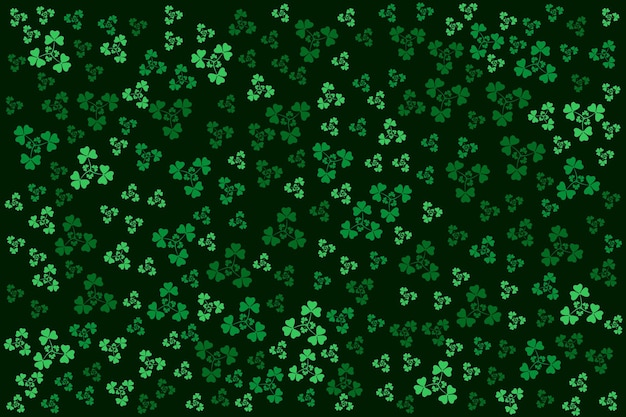 St patricks irlandzki zielony liść bezszwowy wzór na ciemnozielonym tle