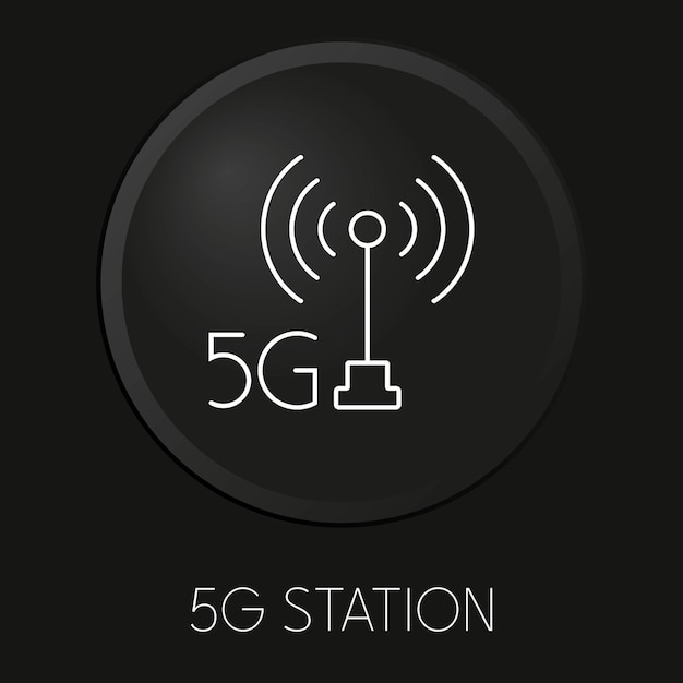 Plik wektorowy stacja 5g internet minimalna linia wektorowa ikona na przycisku 3d na białym tle premium vectorxa