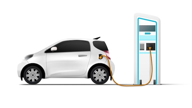 Stacja ładowania samochodów elektrycznych z cieniem