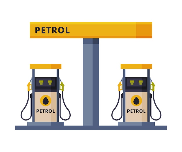 Plik wektorowy stacja napełniania gazu naftowego przemysł benzynowy i naftowy ilustracja wektorowa w stylu płaskim na białym tle