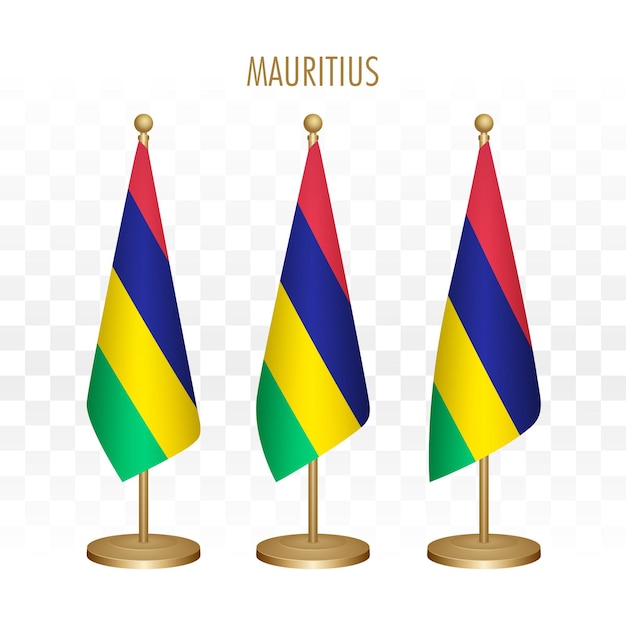 Stała Flaga Mauritiusa 3d Wektor Ilustracja Na Białym Tle