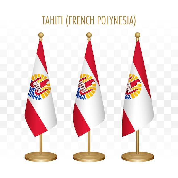 Stała Flaga Tahiti Polinezji Francuskiej 3d Wektor Ilustracja Na Białym Tle