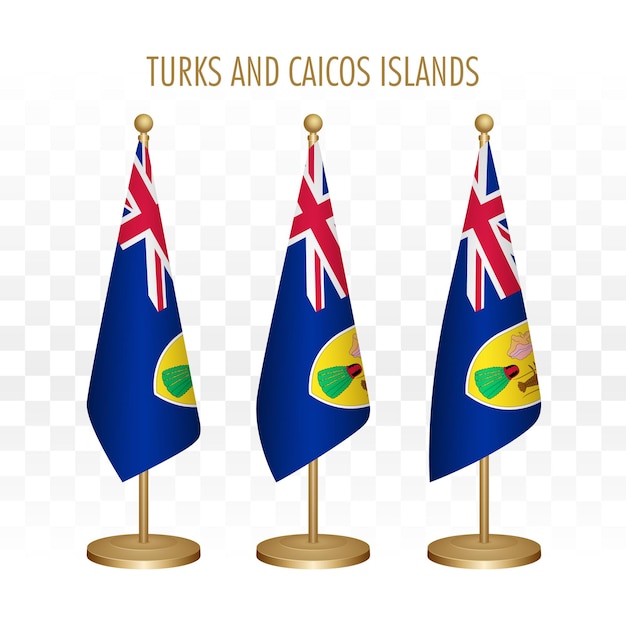 Stała Flaga Turks Caicos Islands 3d Wektor Ilustracja Na Białym Tle