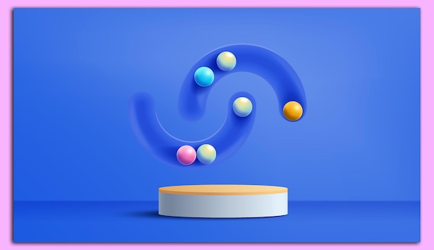 Plik wektorowy stand i wyświetlacz w kolorze pastelowym 3d rendering scena do reklamy minimalistyczna maketa do wyświetlania na podium lub wystawy