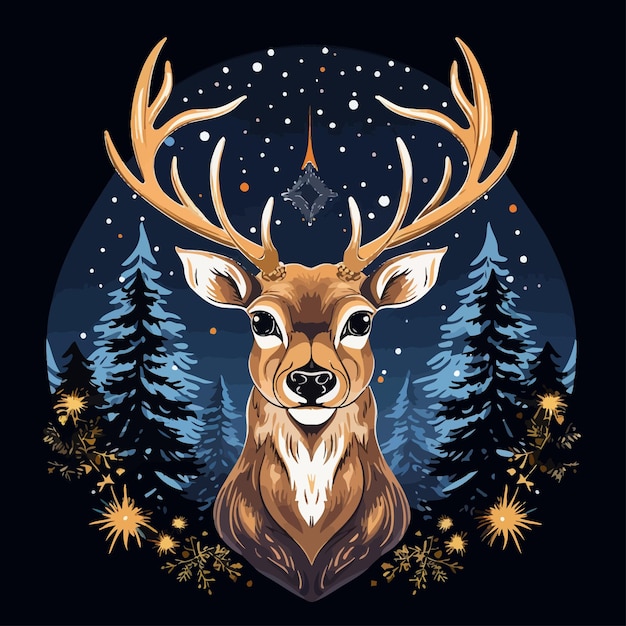 Star_christmas_deer_vector_ilustrowane