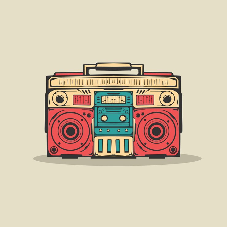 Wektor stara ilustracja odtwarzacza radiowego vintage