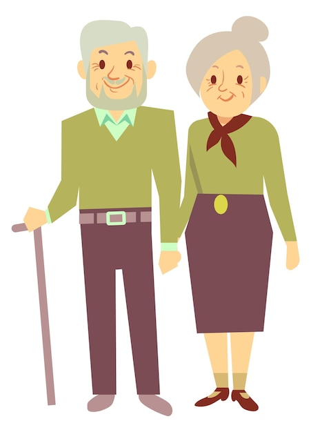 Stara Para Razem. Kochający Senior Stojący I Uśmiechający Się Na Białym Tle