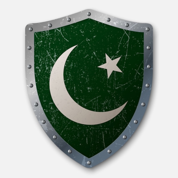 Plik wektorowy stara tarcza z flagą pakistanu