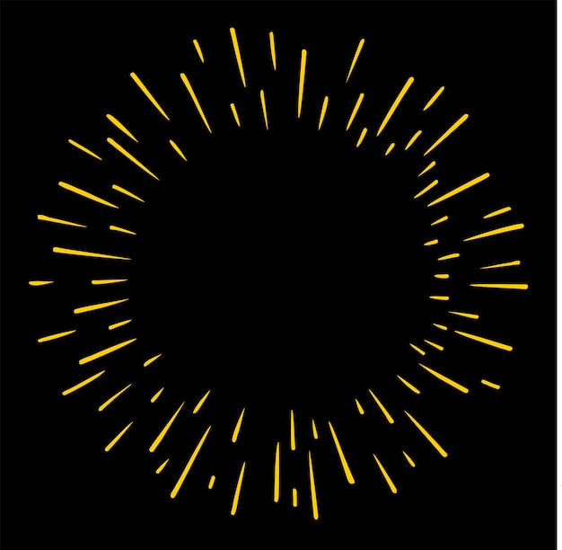 Starburst doodle element projektu złoty błysk na czarnym tle