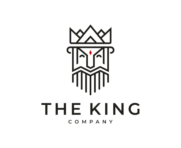 Starożytna Korona Króla Z Projektem Logo Z Brodą I Wąsami Na Twarzy