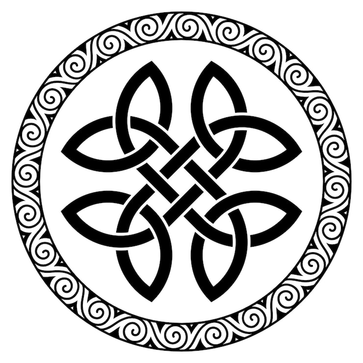 Wektor starożytna okrągła mandala ze skandynawskim wzorem z węzłem celtyckim