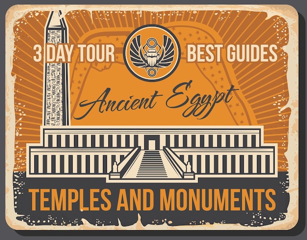 Plik wektorowy starożytne egipskie zabytki podróży ze świątyniami