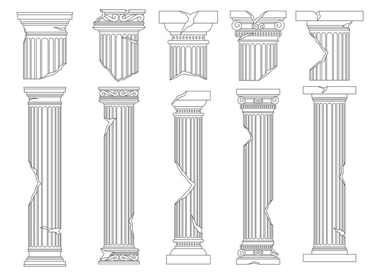 Starożytne kolumny wektor ilustracja projekt na białym tle na tle