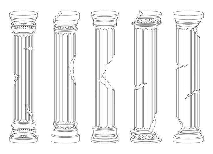 Starożytne kolumny wektor ilustracja projekt na białym tle na tle