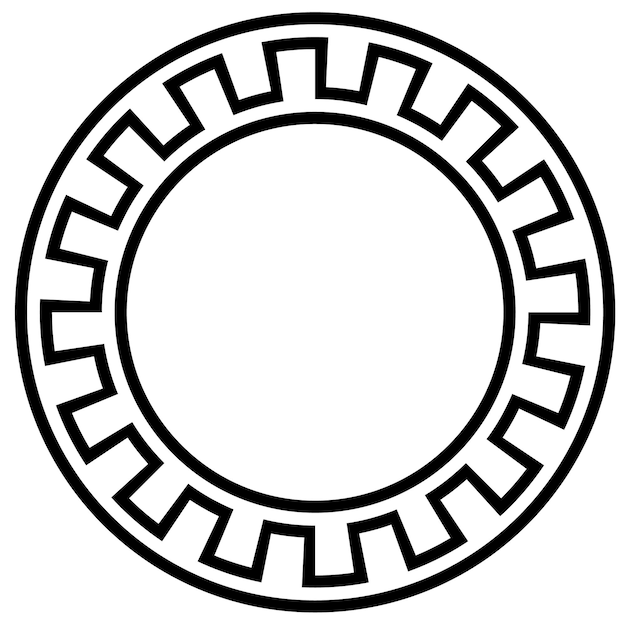 Starożytny grecki klucz czarny wzór ramki okrągłe antyczne obramowanie z Grecji