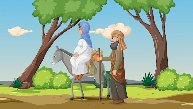 Starożytny Izrael Narodziny Jezusa Ilustracja Kreskówkowa