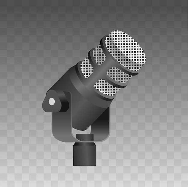Starożytny mikrofon na przezroczystym tle Klasyczny projekt idealny do nagrywania muzyki audio