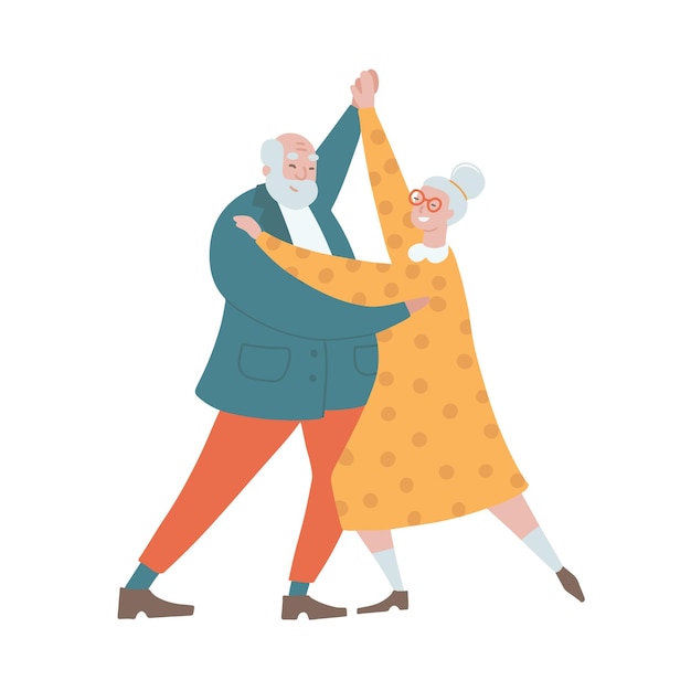 Plik wektorowy starszy para ludzi tańczy tango razem starszy mężczyzna i kobieta taniec latino romantyczny taniec concep